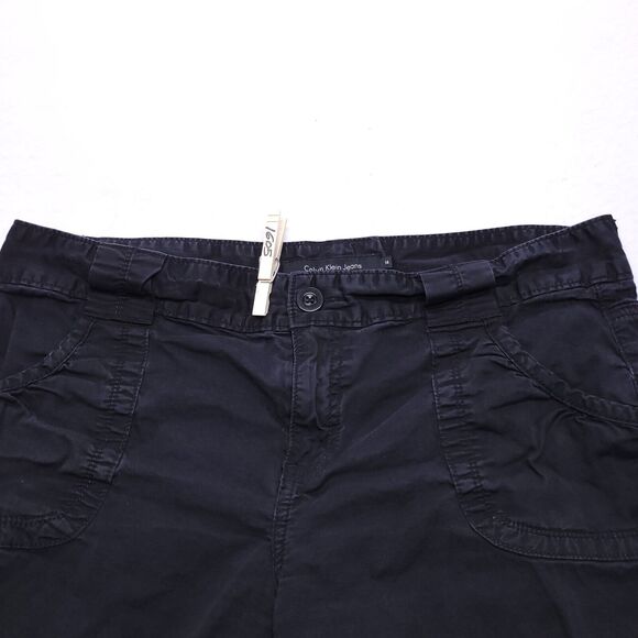 Calvin Klein Jeans Casual Button Zip Dark Wash Chino Shorts Womens Size 14 Black - Picture 1 of 8